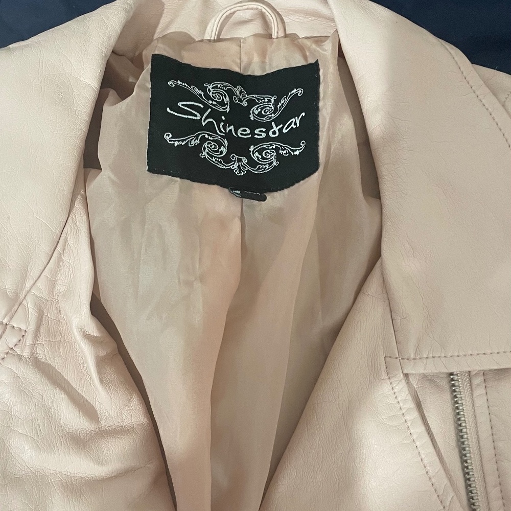 Short biker jacket faux leather